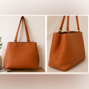 Classic Pebbled Tote Bag in Cognac - Dagne Dover
